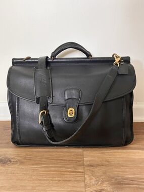 Vintage Coach Beekman 5266 Black Leather Briefcase Messenger Bag
